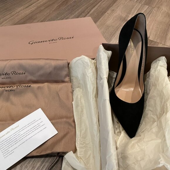 Gianvito Rossi 105 Suede Heels/ Black Size 6.5. Full Set/NEW worn once - Picture 5 of 7